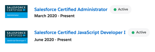 2020 Salesforce Certifications